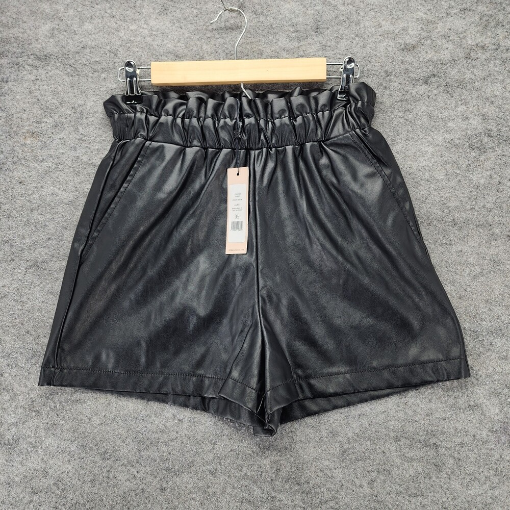 BCBG Generation Shorts Womens XS Black Faux Leather Black Paperbag